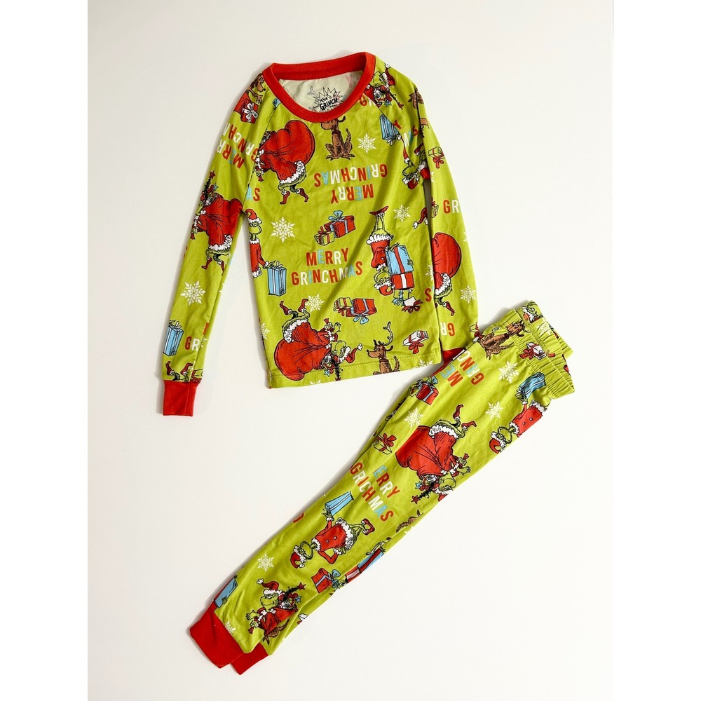 Dr. Seuss Grinch Pajama Set, Kids Size 6, Green & Red Sleepwear